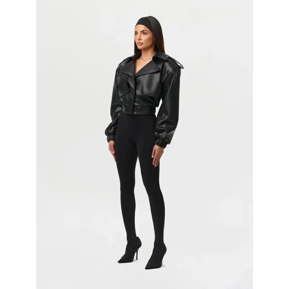 NWT Naked Wardrobe VEGAN LEATHER CROPPED JACKET